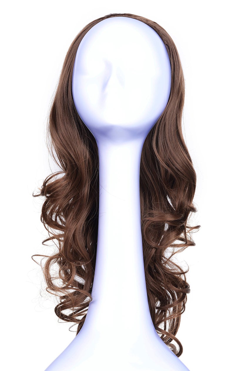 Onedor 23" Curly Hair Women Ladies 3/4 Half Wig Premium Japanese Synthetic fibers Wigs with Secured Mesh Head Cap (10) - Image 3