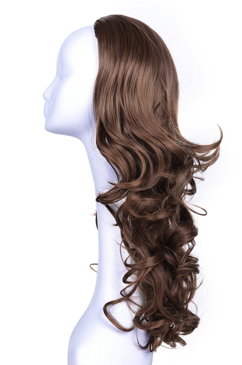 Onedor 23" Curly Hair Women Ladies 3/4 Half Wig Premium Japanese Synthetic fibers Wigs with Secured Mesh Head Cap (10) - Image 2