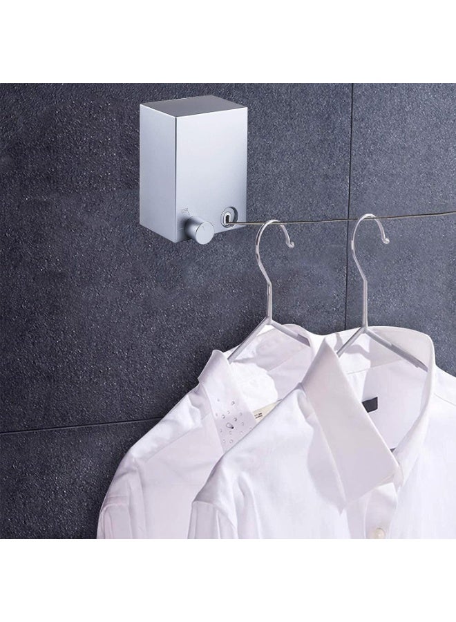 Retractable Clothesline,4.2m Wall Mounted Adjustable Stainless Steel Clothes Line, Laundry Line with Aluminum Alloy Bracket, Clothesline for Indoor Outdoor Bathroom Balcony (Silver) - Image 2