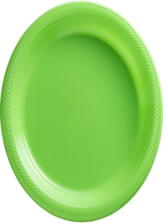 Amscan Kiwi Green Round Disposable Plastic Plates - 10.25" (Pack Of 50) - Sturdy Dinnerware For Parties, Events & Everyday Use