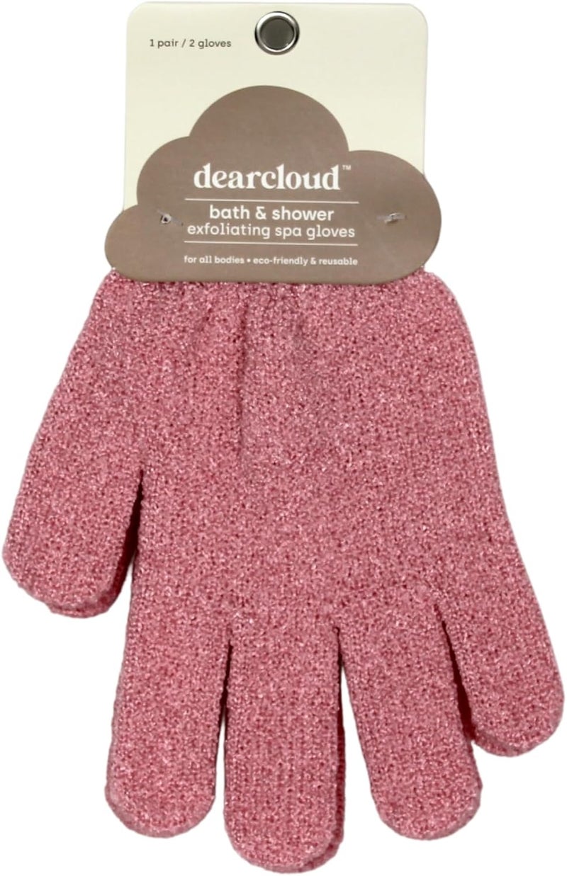 dearcloud Bath Shower Exfoliating Spa Gloves Reusable Exfoliating Body Scrubber Exfoliating Glove Set for Smooth Skin Pink Taupe