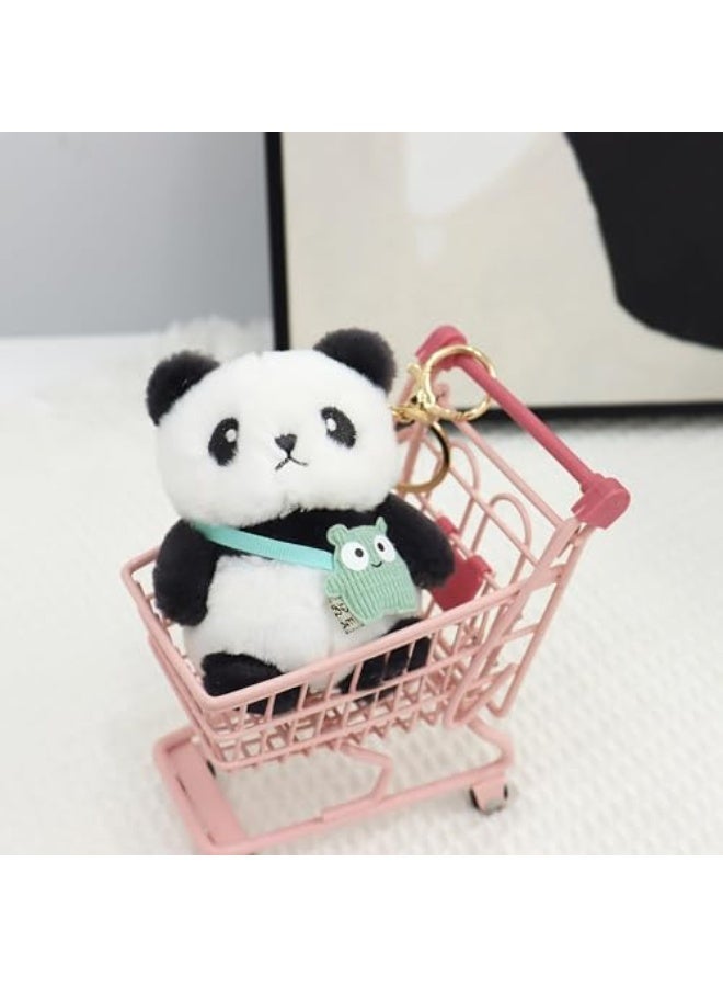 عروسة باندا كاواي نالاكل، حاملة مفاتيح محشوة ناعمة وراقية، 2 قطعة، قلادة ناعمة لطيفة لمفتاح السيارة، حقيبة اليد، حقيبة الظهر، حلية حيوانات فروية، إغلاق سهل، حجم مناسب، هدايا للأطفال وأفكار هدايا للأزواج - Image 4