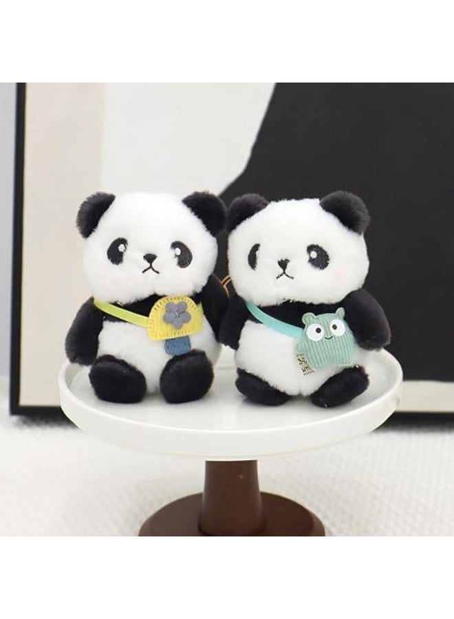عروسة باندا كاواي نالاكل، حاملة مفاتيح محشوة ناعمة وراقية، 2 قطعة، قلادة ناعمة لطيفة لمفتاح السيارة، حقيبة اليد، حقيبة الظهر، حلية حيوانات فروية، إغلاق سهل، حجم مناسب، هدايا للأطفال وأفكار هدايا للأزواج - Image 2
