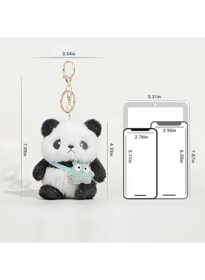 عروسة باندا كاواي نالاكل، حاملة مفاتيح محشوة ناعمة وراقية، 2 قطعة، قلادة ناعمة لطيفة لمفتاح السيارة، حقيبة اليد، حقيبة الظهر، حلية حيوانات فروية، إغلاق سهل، حجم مناسب، هدايا للأطفال وأفكار هدايا للأزواج - Image 3