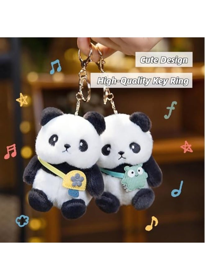 عروسة باندا كاواي نالاكل، حاملة مفاتيح محشوة ناعمة وراقية، 2 قطعة، قلادة ناعمة لطيفة لمفتاح السيارة، حقيبة اليد، حقيبة الظهر، حلية حيوانات فروية، إغلاق سهل، حجم مناسب، هدايا للأطفال وأفكار هدايا للأزواج - Image 5