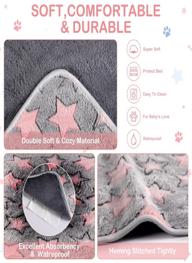 Reginary 4 Pcs Waterproof Guinea Pig Blankets Washable Small Animal Fleece Bedding Absorbent Guinea Pig Cage Liners Reusable Pet Pee Pad Sleep Mat for Hamster Ferret(Cute Star Pattern,24 x 16 Inch) - Image 5