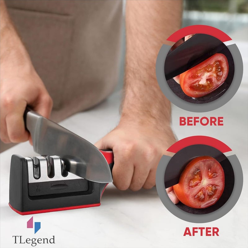 TechnoLegend Knife Sharpeners for Kitchen Knives– Stainless Steel 4 in1 Kitchen Knife Sharpener – Ergonomic and Easy to Use Knife Sharpening Kit with 4 Stage Sharpening Slots - Image 5