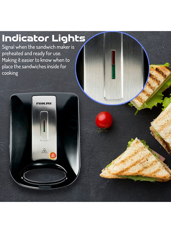 NIKAI 4-Slice Sandwich Maker And Toaster Combo, With Non-Stick Coating, Grill Plate, And Locking Mechanism, And Ready Cook Indicator Lights For Quick And Easy Dishes 4 Slices 1200 W NGT928A1 Black - Image 5