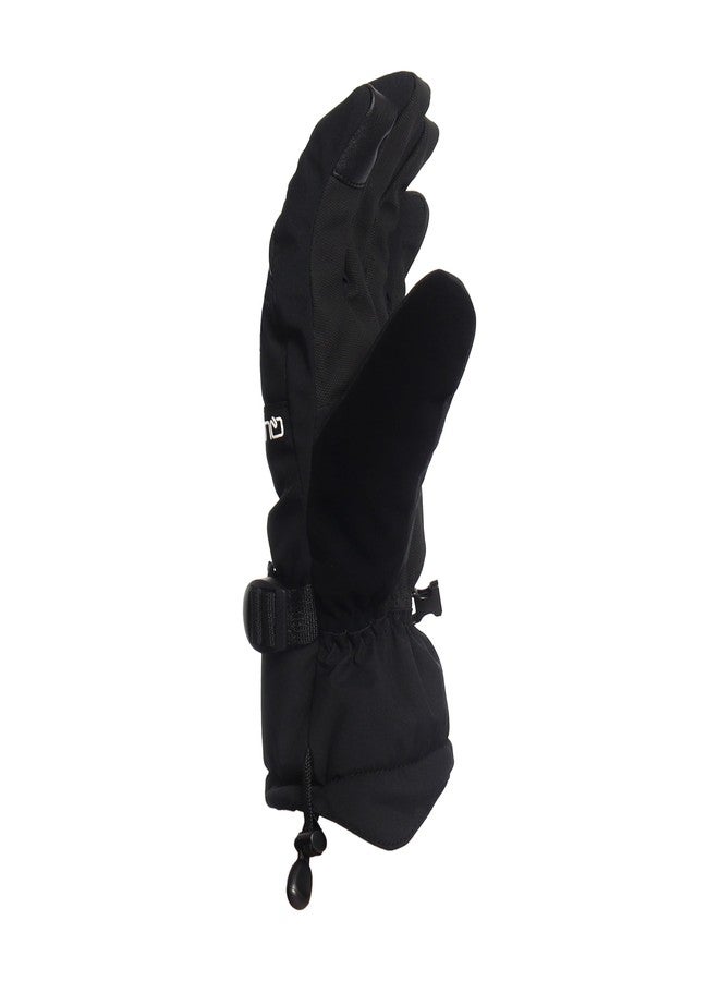 كويك سيلفر قفازات كويكسيلفر للأولاد - مقاومة للماء، معزولة، تدعم شاشات اللمس، سوار قابل للتعديل، مزودة بقطعة قماش لتنظيف الأنف والنظارات، لون أسود، مقاس كبير - Image 2