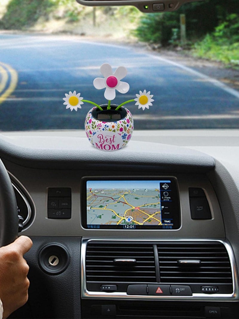 AUDBUA 2PCS Solar Dancing Flower Car Ornament, Solar Sunflower Shaking Head Dashboard Decoration, Solar Powered Dancing Toy for Car Dashboard Office Home Desk Decor - Image 3