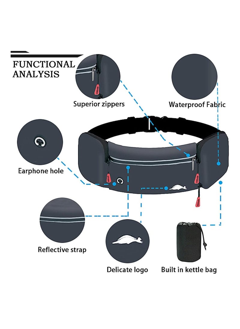 KASTWAVE - Waterproof Utility Belt with Water Bottle Holder,  Running Belt Pack, Upgraded Running Water Bottle, Hydration Belt Pouch with Reflective for Running Hiking Cycling Climbing and for Phone, Grey - Image 1