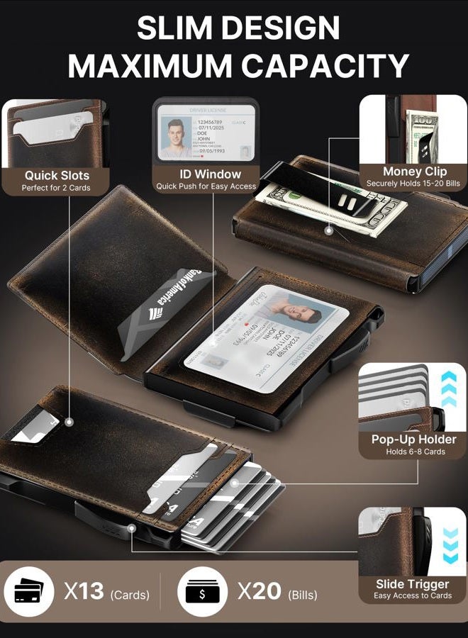 typecase محفظة للرجال: مانع RFID مع مشبك نقود جلد رفيع بيفولد نافذة هوية علبة بطاقات ذكية قابلة للظهور محفظة جيب أمامية مع صندوق هدايا، أسود مصقول، رفيع للغاية، محفظة قياسية - Image 2