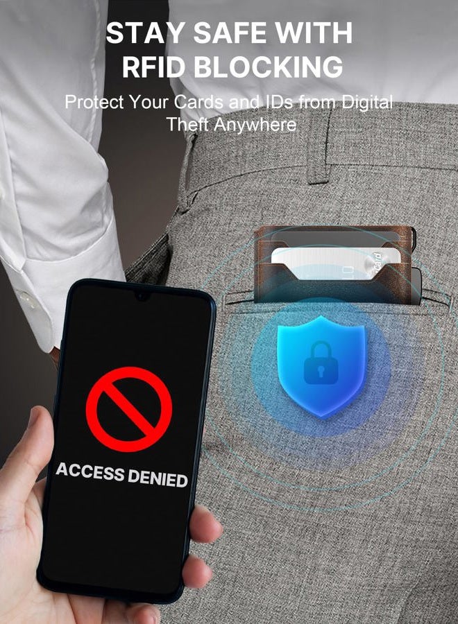 typecase محفظة للرجال: مانع RFID مع مشبك نقود جلد رفيع بيفولد نافذة هوية علبة بطاقات ذكية قابلة للظهور محفظة جيب أمامية مع صندوق هدايا، أسود مصقول، رفيع للغاية، محفظة قياسية - Image 5