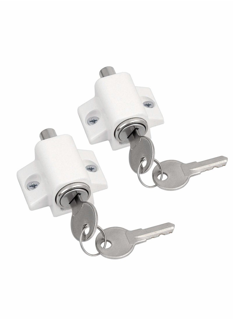 Y&D - Sliding Door and Window Lock, Patio Catches Set, Bolt Security Locks with Universal Keys for Home Office Classroom (White 2Pcs) - Image 1