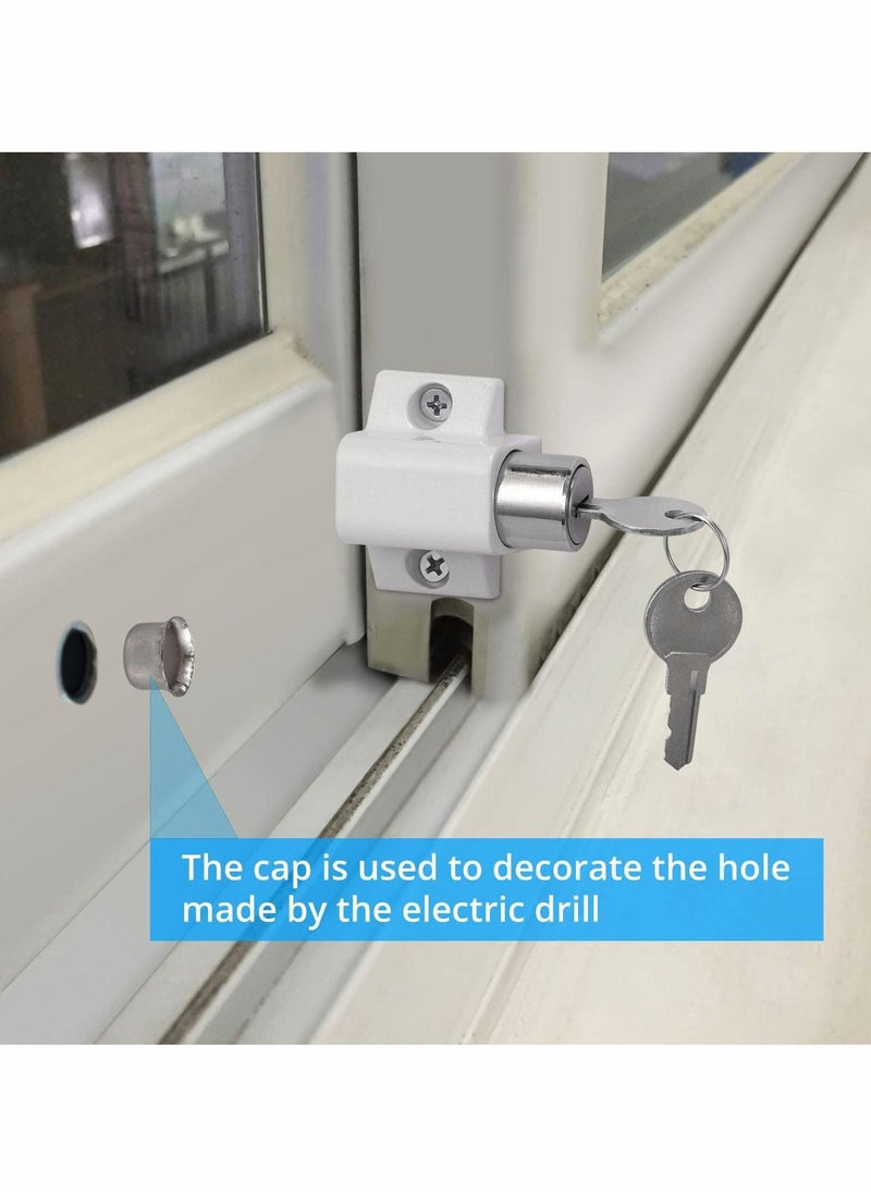 Y&D - Sliding Door and Window Lock, Patio Catches Set, Bolt Security Locks with Universal Keys for Home Office Classroom (White 2Pcs) - Image 1