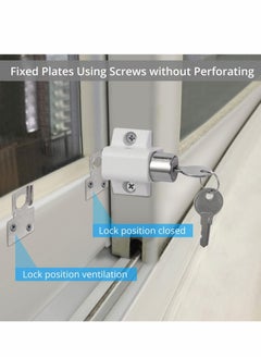 Y&D Sliding Door and Window Lock, Patio Catches Set, Bolt Security Locks with Universal Keys for Home Office Classroom (White 2Pcs)  - Image 4