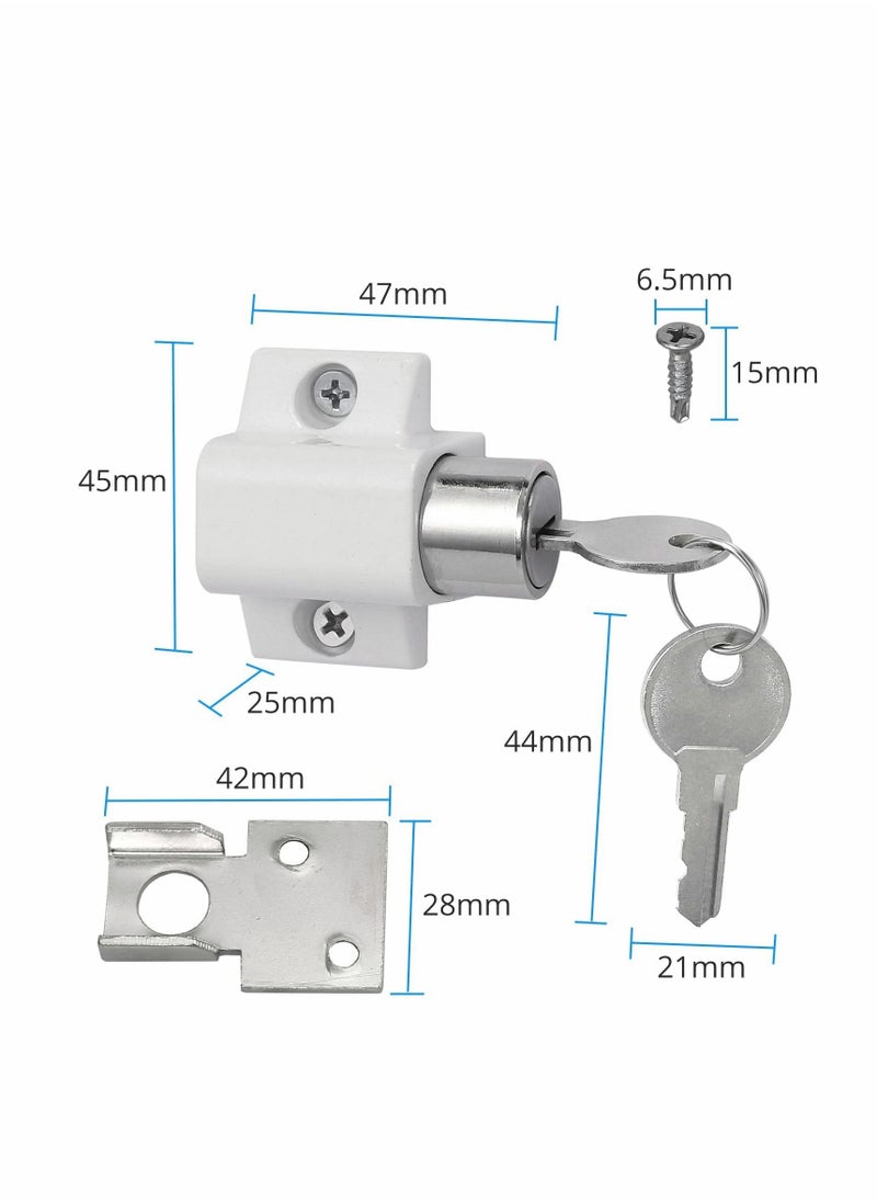 Y&D - Sliding Door and Window Lock, Patio Catches Set, Bolt Security Locks with Universal Keys for Home Office Classroom (White 2Pcs) - Image 1