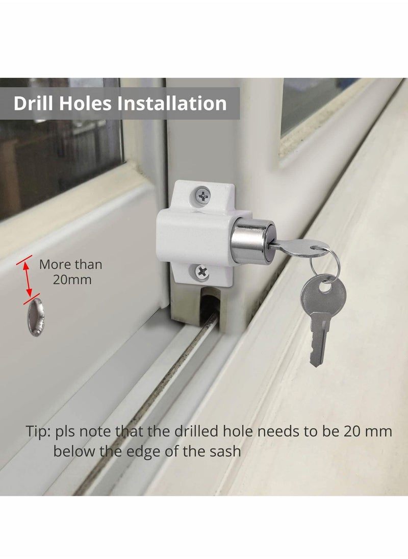 Y&D - Sliding Door and Window Lock, Patio Catches Set, Bolt Security Locks with Universal Keys for Home Office Classroom (White 2Pcs) - Image 1