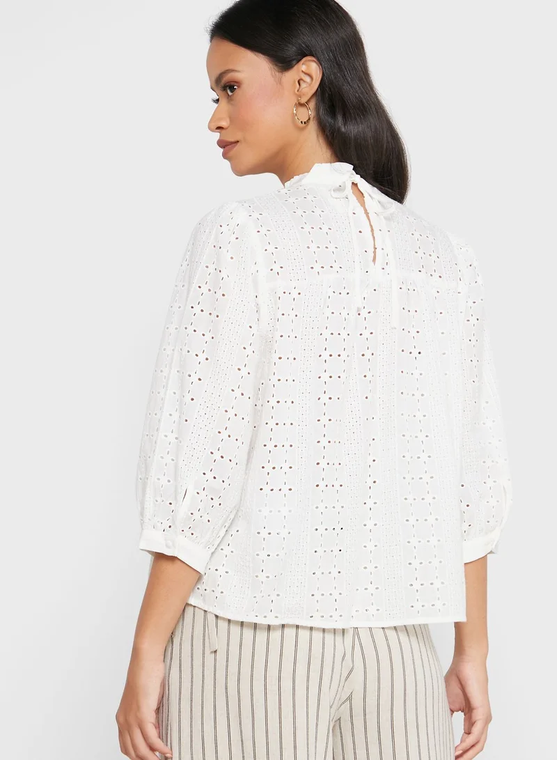 Object High Neck Puff Sleeve Top