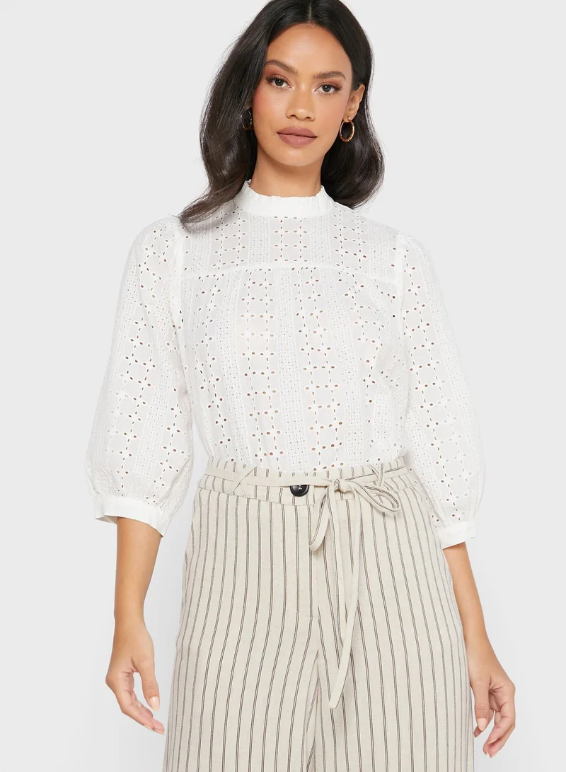 Object High Neck Puff Sleeve Top