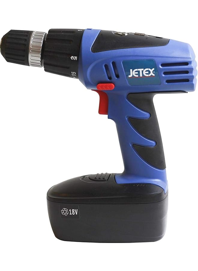 JETEX Cordless Drill 2 Batteries 18V In Plastic Case - Image 2