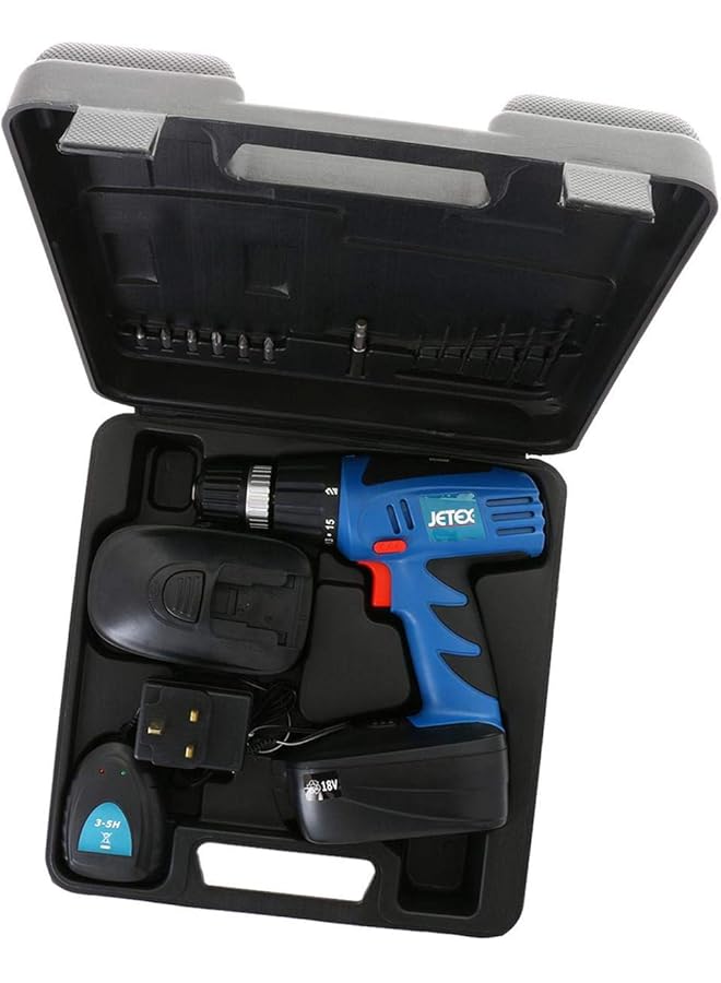 JETEX Cordless Drill 2 Batteries 18V In Plastic Case - Image 4