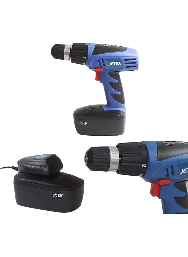 JETEX Cordless Drill 2 Batteries 18V In Plastic Case - Image 3