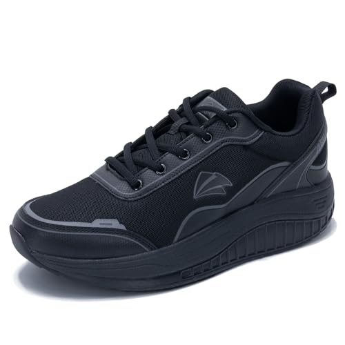 IIV Men's Orthotic Walking Shoes with Arch Support for Plantar Fasciitis & Flat Feet | Shock Absorbing Work Sneakers for Knee, Heel, Ankle Pain Relief & Daily Comfort Black - Image 1