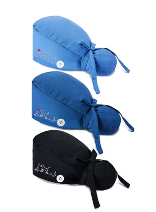Pack of 3 Surgical Caps for Female and Male  Cotton Nursing Cap  Working Cap,Adjustable Cotton Working Hats Sweatband Cotton Ponytail Holder  Long Hair Head Covers Hair Caps Nurse Hat with Buttons - pzsku/Z372CAA9630CA679C62F1Z/45/_/1739624988/e708eff7-a32f-45d9-b000-7d88f47f854a