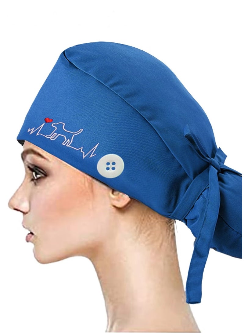 Pack of 3 Surgical Caps for Female and Male  Cotton Nursing Cap  Working Cap,Adjustable Cotton Working Hats Sweatband Cotton Ponytail Holder  Long Hair Head Covers Hair Caps Nurse Hat with Buttons