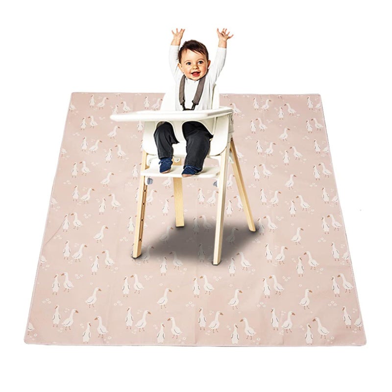 CoolaPeach Splat Mat for Under High Chair/Arts/Crafts, Washable Baby Spill Mat Waterproof Non-Slip Floor Splash Mat, Portable Baby Play Mat and Table Cloth (Goose, 43"x 43") - Image 1