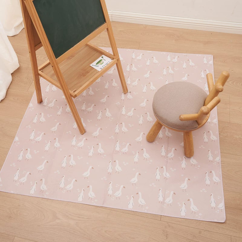 CoolaPeach Splat Mat for Under High Chair/Arts/Crafts, Washable Baby Spill Mat Waterproof Non-Slip Floor Splash Mat, Portable Baby Play Mat and Table Cloth (Goose, 43"x 43") - Image 3