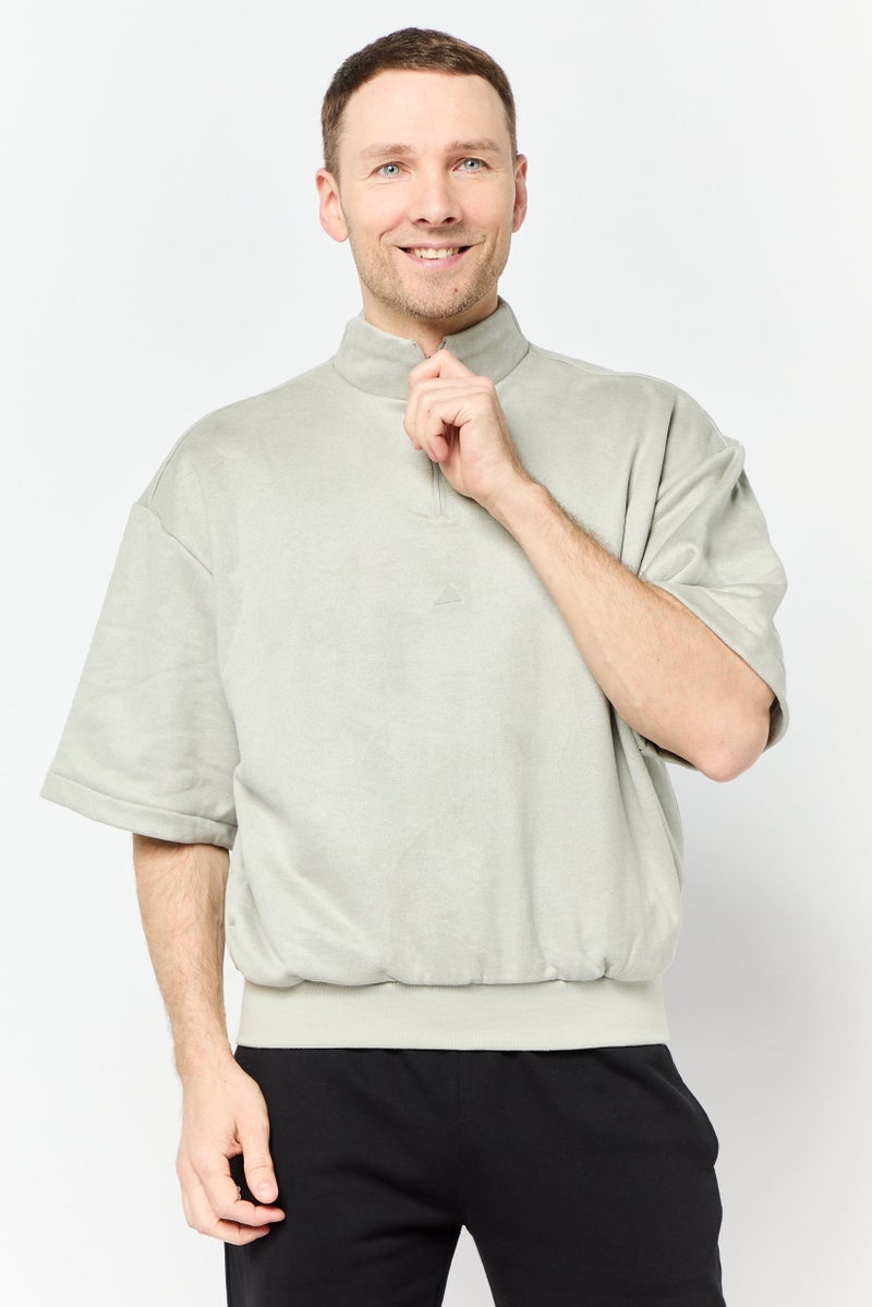 Adidas Men Sportswear Fit 3/4 Sleeves Basketball Sweatshirt, Light Olive  - Image 1