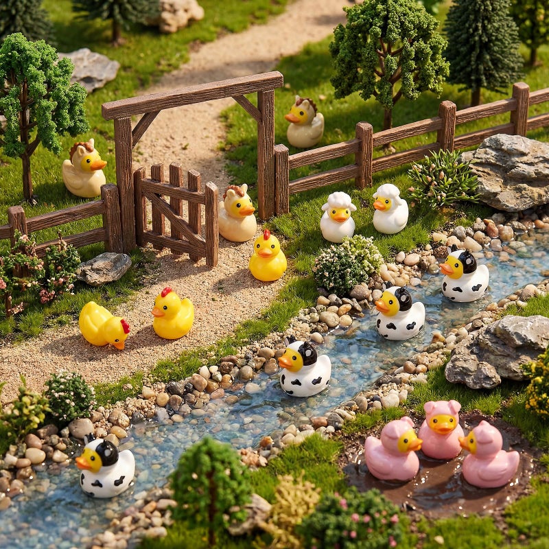 Novabright 100 Pcs Mini Resin Farm Animals Ducks Tiny Resin Animals Ducks Figures Small Animal Statue for DIY Cake Craft Garden Landscape Ornament Potted Decoration Birthday Party Supplies - Image 3