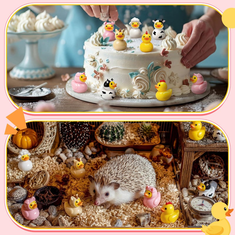 Novabright 100 Pcs Mini Resin Farm Animals Ducks Tiny Resin Animals Ducks Figures Small Animal Statue for DIY Cake Craft Garden Landscape Ornament Potted Decoration Birthday Party Supplies - Image 5