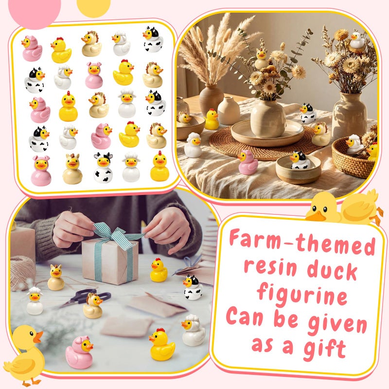 Novabright 100 Pcs Mini Resin Farm Animals Ducks Tiny Resin Animals Ducks Figures Small Animal Statue for DIY Cake Craft Garden Landscape Ornament Potted Decoration Birthday Party Supplies - Image 4
