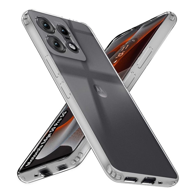 DD SON Premium Ultra Clear Soft Slim Back Cover Case for Motorola Moto Edge 50 Pro (5G) with Camera Protection and Dust Proof Transparent Back Cover (Silicone, Transparent) - Image 2