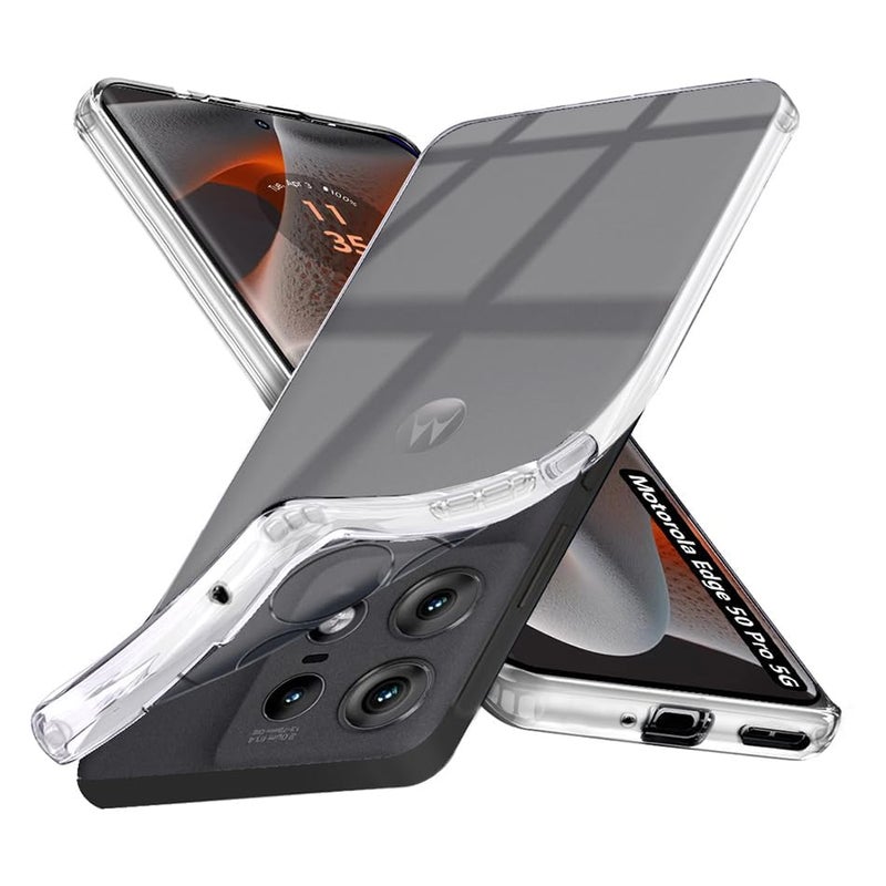 DD SON Premium Ultra Clear Soft Slim Back Cover Case for Motorola Moto Edge 50 Pro (5G) with Camera Protection and Dust Proof Transparent Back Cover (Silicone, Transparent) - Image 3