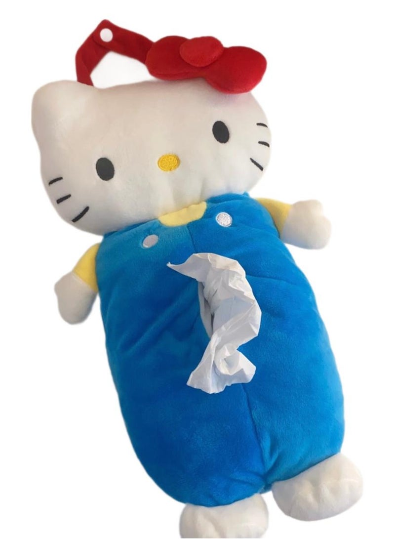 general Kitty Plush Tissue Box with Handle Hanging Storage Can Be Used as a Home or Car Tissue Box - Image 1
