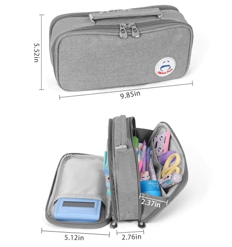 Surpop Pencil Case Pen Bag Holder Pouch Large Handle Big Capacity Desk Organizer Storage Marker Box Stationary Makeup Cosmetic Double Zippers for School Office Students Teen - Image 2