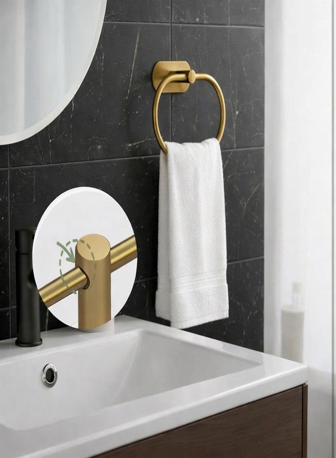 Oslen Magic Sticker Towel Ring Holder for Bathroom - Self Adhesive Wall Mount Hand Towel Hanger Without Drilling, Brushed Antique Brass Gold Finish, Rustproof Stainless Steel (Pack of 1) - Image 4
