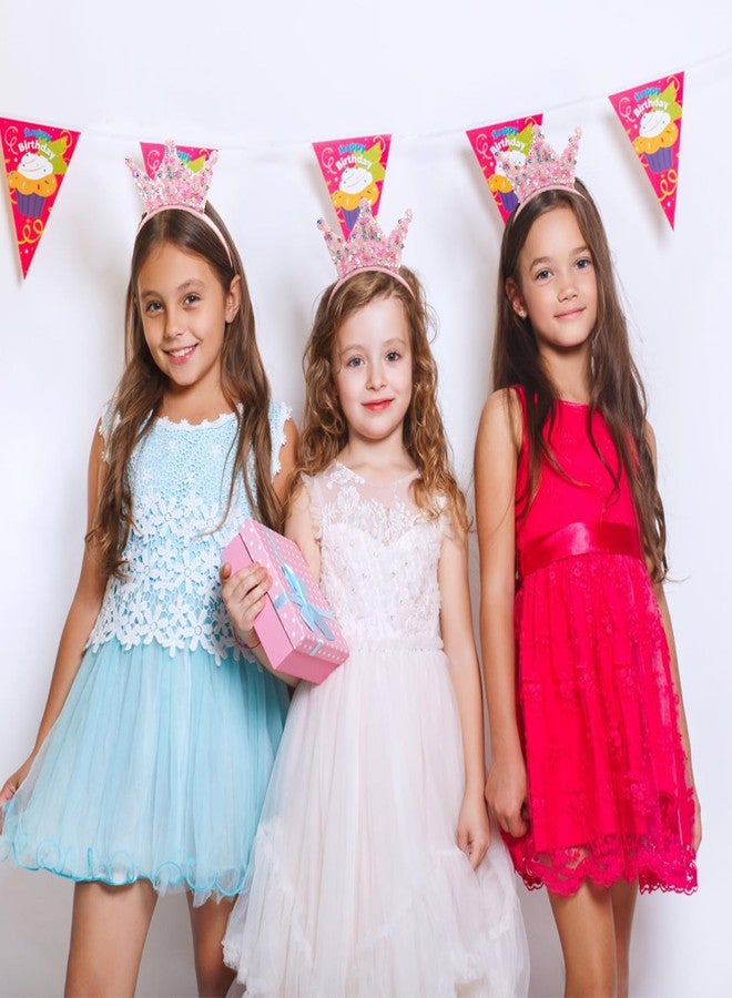 SuPoo Sequin Headband for Girls Bling Pink Princess Crown Headband Glitter Head Bands Halloween Party Hair Bands Sparkly Hair Accessories for Birthday Back to School Christmas - Image 4