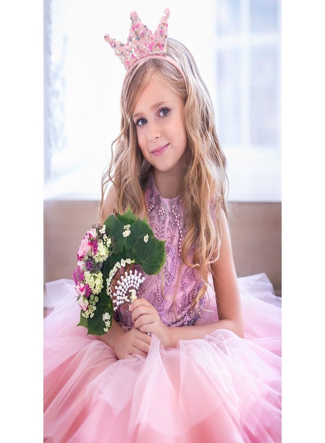 SuPoo Sequin Headband for Girls Bling Pink Princess Crown Headband Glitter Head Bands Halloween Party Hair Bands Sparkly Hair Accessories for Birthday Back to School Christmas - Image 3