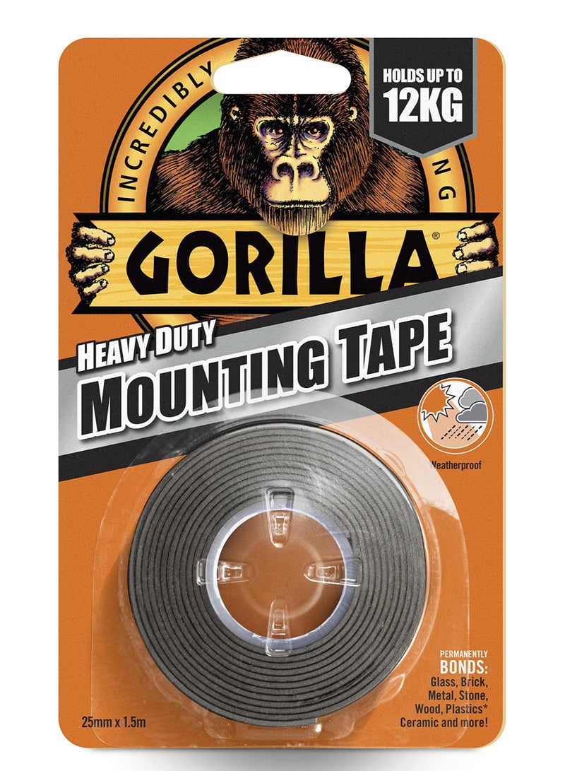 Gorilla Heavy Duty Mounting Tape Black 1.5m - Image 1