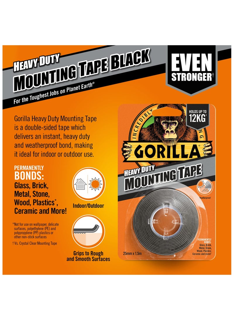 Gorilla Heavy Duty Mounting Tape Black 1.5m - Image 2