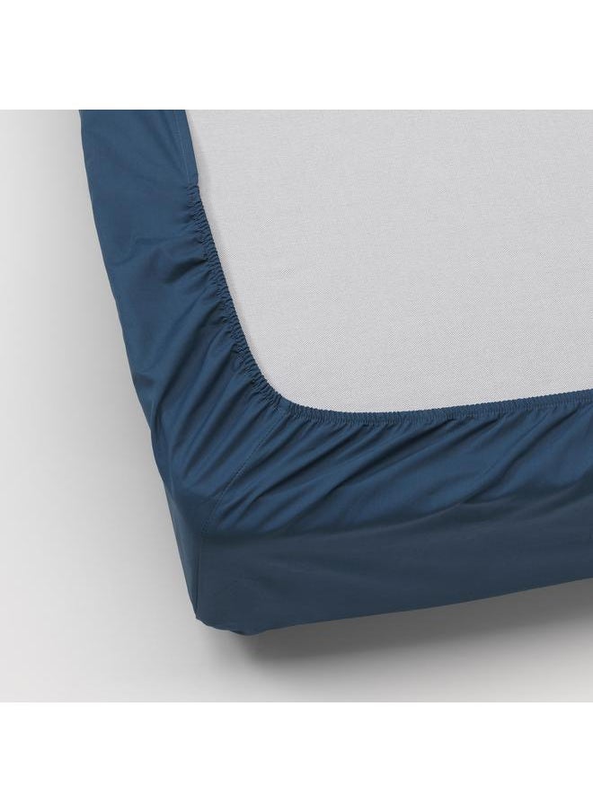 Generic Fitted sheet, dark blue, 140x200 cm  - Image 4