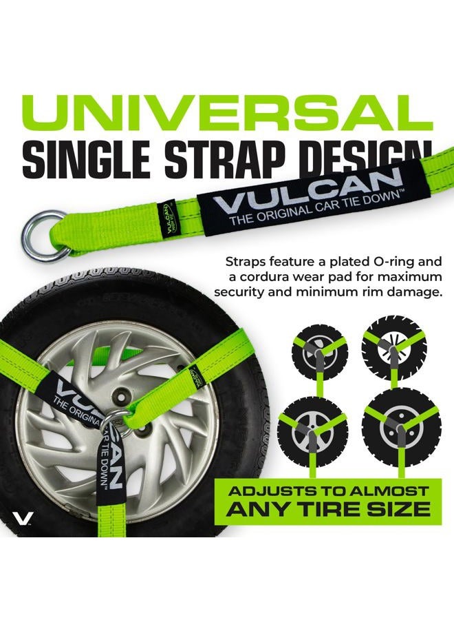 VULCAN Car Tie Down with Chain Anchors - Lasso Style - 2 Inch x 96 Inch - 4 Pack - High-Viz - 3,300 Pound Safe Working Load - Image 4
