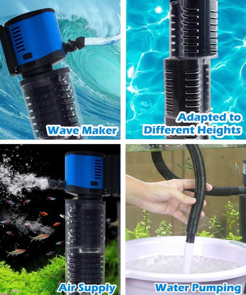 COOSPIDER Aquarium Filter Pond Filter for 35-75 Gallon, 260GPH Powerful Filtration Pond Pump, Submersible Canister Filters for Fish Turtle Tank, Cold Plunge, Clear Wavemaker Oxygen Supply - Image 5