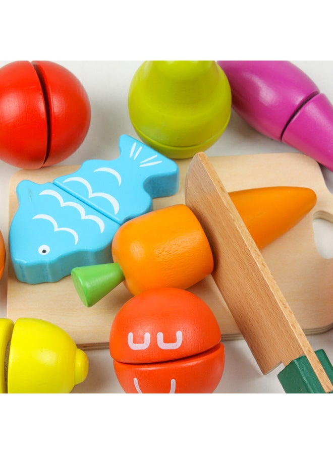 يمكن قطع الفاكهة الخشبية لعب الأطفال الفتيات قطع الخضروات وقطع الموسيقى مجموعة الطفل المطبخ الطبخ اللعب منزل الصبي اللون: 17 قطعة الفواكه والخضروات المغناطيسية مقطوعة لرؤية - Image 4