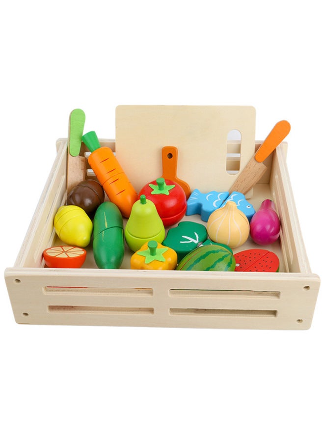 يمكن قطع الفاكهة الخشبية لعب الأطفال الفتيات قطع الخضروات وقطع الموسيقى مجموعة الطفل المطبخ الطبخ اللعب منزل الصبي اللون: 17 قطعة الفواكه والخضروات المغناطيسية مقطوعة لرؤية - Image 1